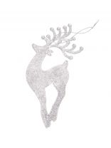 Елочное украшение Олень, серебро, 8х17.5 см, пластик, SYYKLA-191939S