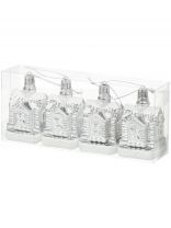 Набор елочных украшений Домики, 4 шт, серебристый, 6 см, пластик, SY18CBB-272/SY18CBB-272S