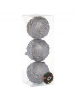 Елочный шар 3 шт, серебро, 8 см, пластик, SY19STB-061S