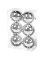 Елочный шар 6 шт, серебро, 8 см, пластик, SYQC-012232S