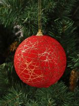 Елочный шар красно-золотой, 10 см, SYPMQF-1122022