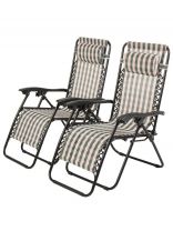 Шезлонг пляжный складной, металл, 165х65х112 см, 100 кг, 2 положения спинки, 2 шт, 50 слоев, Green Days, Клетка, YTLC01