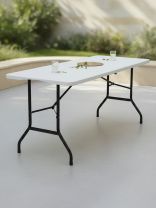 Стол садовый металл, Green Days, 180х68х74 см, прямоугольный, пластиковая столешница, белый, YTHD347, 100 кг, складной