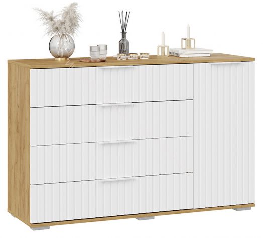 Комод комбинированный «Хилтон» - 402.012.000 Дуб Крафт золотой, Белый матовый