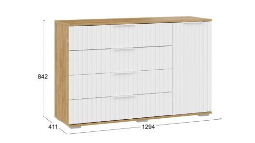 Комод комбинированный «Хилтон» - 402.012.000 Дуб Крафт золотой, Белый матовый