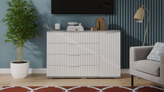 Комод комбинированный «Хилтон» - 402.012.000 Ателье светлый, Белый матовый