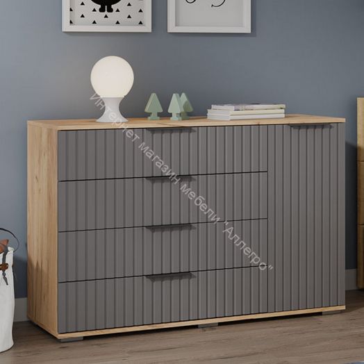 Комод комбинированный «Хилтон» - 402.012.000 Дуб Крафт золотой, Графит матовый