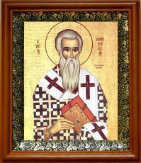 Икона Амфилохий Иконийский в киоте с басмой Виноградная Лоза (UV-печать)(30055)