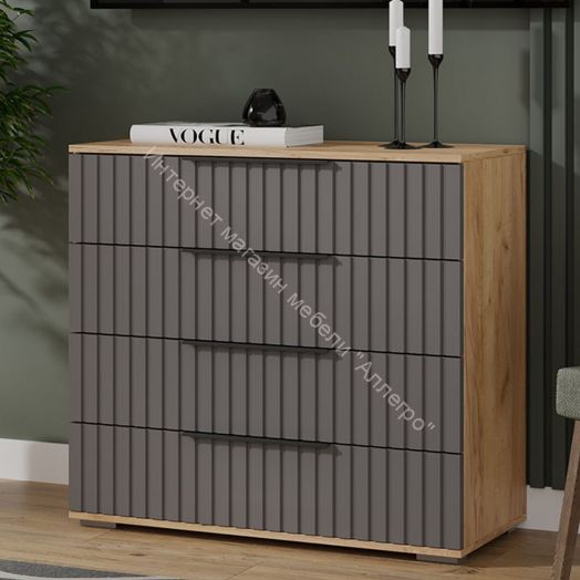 Комод «Хилтон» - 402.010.000 Дуб Крафт золотой, Графит матовый