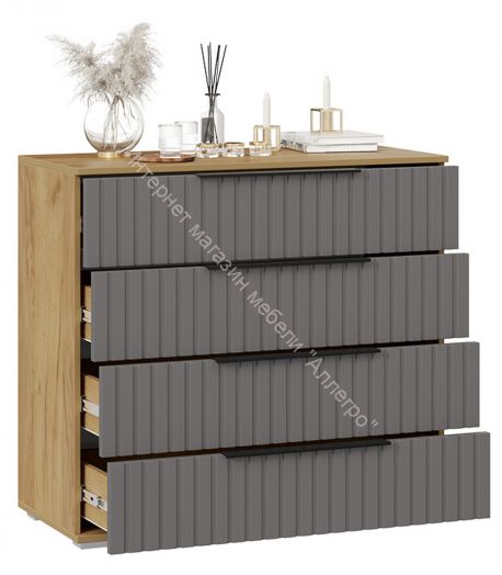 Комод «Хилтон» - 402.010.000 Дуб Крафт золотой, Графит матовый