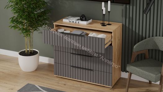 Комод «Хилтон» - 402.010.000 Дуб Крафт золотой, Графит матовый