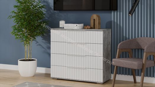 Комод «Хилтон» - 402.010.000 Ателье светлый, Белый матовый