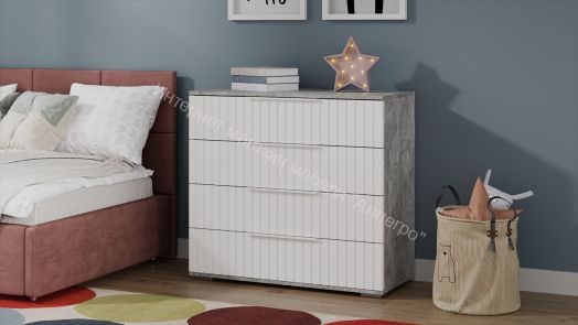 Комод «Хилтон» - 402.010.000 Ателье светлый, Белый матовый