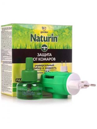Репеллент от комаров, фумигатор с жидкостью, комплект, 30 ночей, Gardex, Naturin