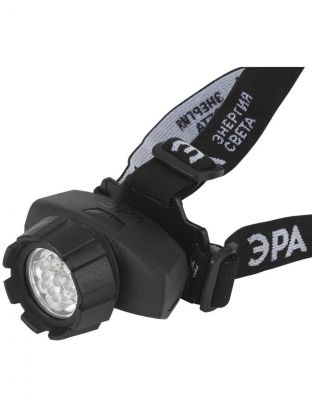 Фонарь налобный, Эра, GВ-602, пластик, черный, 4 режима, на батарейках, 3 Вт, ЗхААА, 1СОВ, IP44, Б0031382