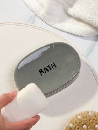 Мыльница настольная, керамика, 13.3х9.1х2.5 см, серый глянец, Y4-9873