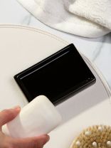 Мыльница настольная, керамика, 11.5х7.5х2 см, черный глянец, Y4-9863