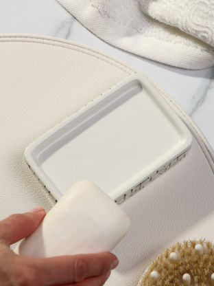 Мыльница настольная, керамика, 12.5х8.3х3 см, бежевая паутинка, Y4-9854