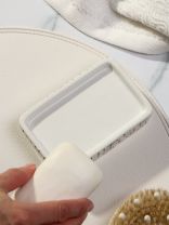 Мыльница настольная, керамика, 12.5х8.3х3 см, бежевая паутинка, Y4-9854