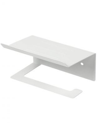 Держатель для туалетной бумаги, с полкой, 17х12х7.5 см, металл, белый, A340121