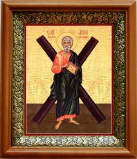 Икона Андрей Первозванный в киоте с басмой Виноградная Лоза (UV-печать)(33017)