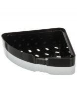 Полка для ванной пластик, настенная, угловая, 22х22х6 см, черный, белый, ЕК-518-04