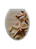 Сиденье для унитаза пластик, Ракушки на песке, белое, Росспласт, РП-813