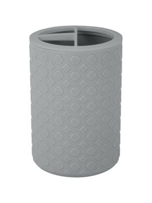 Стакан для зубных щеток, 7.8х7.8х11.8 см, пластик, серый шторм, Plast team, Stockholm