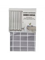Штора для ванн 180х180 см, полиэстер, Клетка, серая, A310070