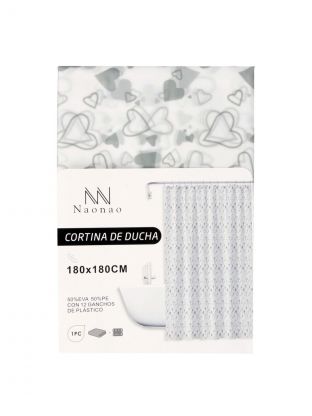 Штора для ванн 180х180 см, Peva, Naonao, сердечки, A310134