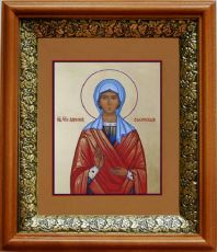 Икона Анисия Солунская в киоте с басмой Виноградная Лоза (UV-печать)(33019)