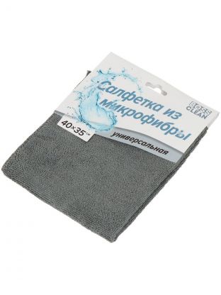 Салфетка бытовая универсальная, микрофибра, 40х35 см, серая, Bossclean