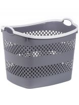 Корзина для белья и хранения вещей, 37.5х35.5х45 см, прямоугольная, пластик, серая, с ручками, Y4-7816