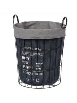 Корзина для белья, 35х30х40 см, цилиндрическая, железо, текстиль, черная, Y6-7385