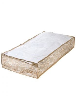 Кофр для хранения, с крышкой, складной, 107х46х15 см, с молнией, бежевый, Листья, UC-214