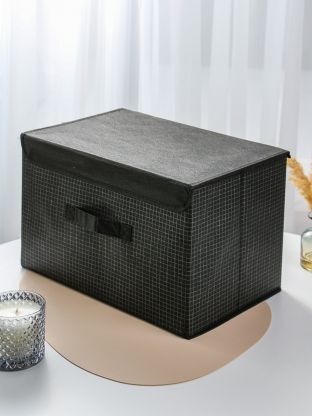 Кофр для хранения, с крышкой, складной, 38.5х26х24.5 см, черная клетка, A190061