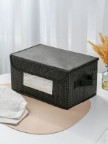 Кофр для хранения, с крышкой, складной, 29х19х15 см, черная клетка, с окном, A190057