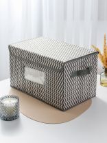 Кофр для хранения, с крышкой, складной, 40х24х23 см, серая волна, с окном, A190056