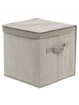 Коробка для хранения, 1 секция, с крышкой, 30х30х30 см, нетканный материал, с ручкой, серая, Д70302.13