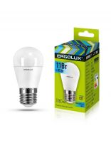 Лампа светодиодная E27, 11 Вт, 95 Вт, шар, 4500 К, нейтральный белый свет, Ergolux, 13631