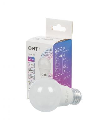 Лампа светодиодная E27, 25 Вт, 250 Вт, 230 В, груша, 4000 К, нейтральный белый свет, HiTT, HiTT-PL-A60, A60, 1010014