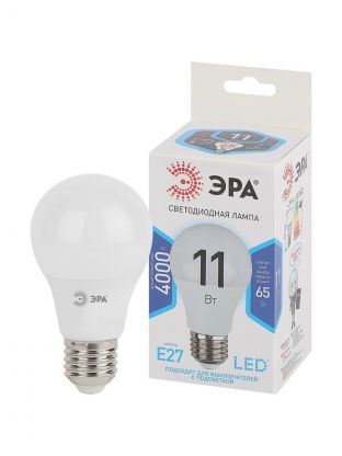 Лампа светодиодная E27, 11 Вт, 100 Вт, 170-265 В, груша, 4000 К, нейтральный белый свет, Эра, Б0029821