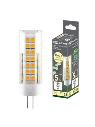 Лампа светодиодная G4, 5 Вт, 50 Вт, 230 В, капсула, 3000 К, теплый белый свет, TDM Electric, SQ0340-0216