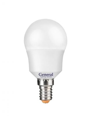 Лампа светодиодная E14, 15 Вт, 230 В, шар, 4500 К, нейтральный белый свет, General Lighting Systems, GLDEN-G45F, G45F, 661105