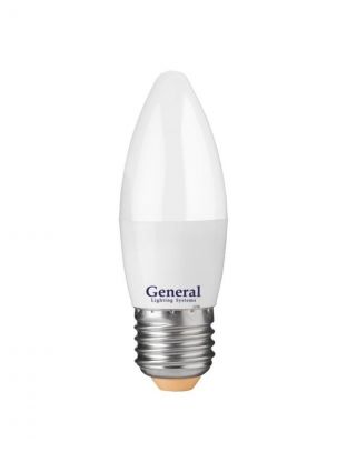 Лампа светодиодная E27, 15 Вт, 230 В, свеча, 4500 К, нейтральный белый свет, General Lighting Systems, GLDEN-CF, CF, 661099