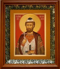 Икона Антоний Виленский в киоте с басмой Виноградная Лоза (UV-печать)(30091)