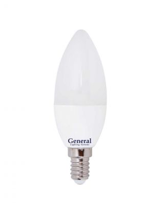 Лампа светодиодная E14, 8 Вт, 230 В, свеча, 2700 К, теплый белый свет, General Lighting Systems, GLDEN-CF, CF, 638200