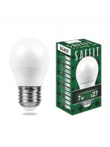 Лампа светодиодная E27, 7 Вт, 70 Вт, 230 В, шар, 2700 К, теплый белый свет, Saffit, SBG4507, G45, 55036