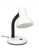 Светильник настольный на подставке, E27, 60 Вт, черный, абажур белый, Ultraflash, UF-301Р С01, 12367