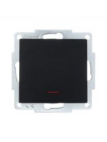 Выключатель скрытой установки, одноклавишный, без заземления, 10 А, 250 В, пластик, подсветка, IP20, черный бархат, Lezard, Vesna, 742-4288-111